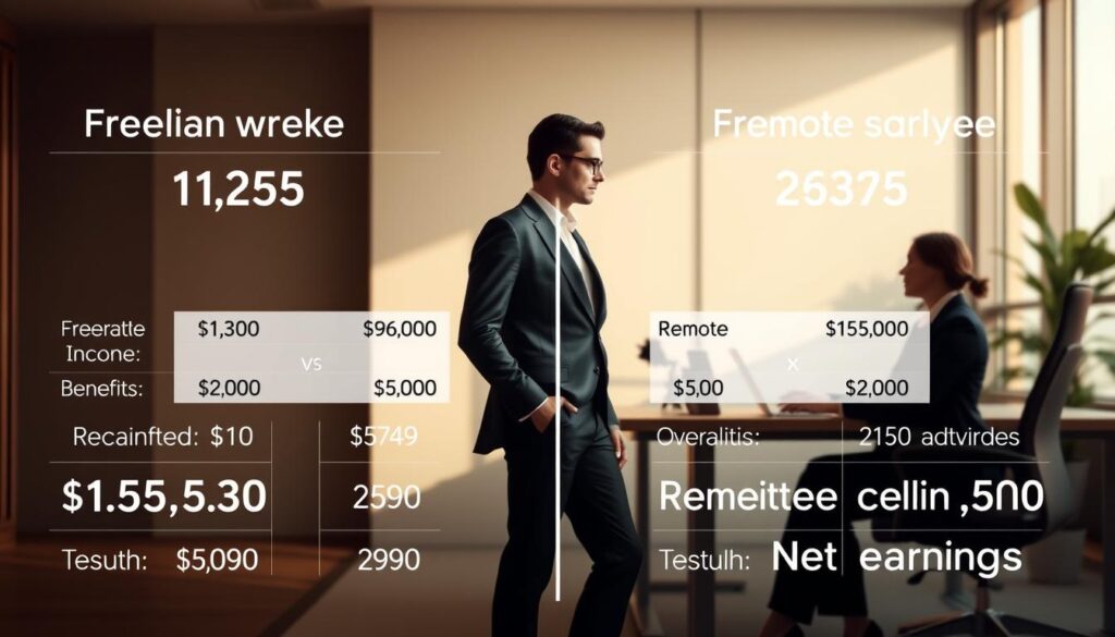 comparaison financière freelance CDI remote